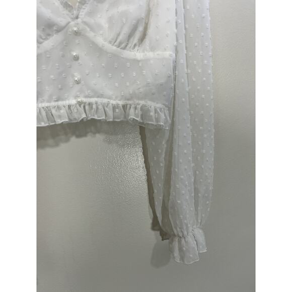 Coquette Victorian Milkmaid Y2K Romance Crop Top L Fairy Whimsical Dainty Ballet - Picture 5 of 16